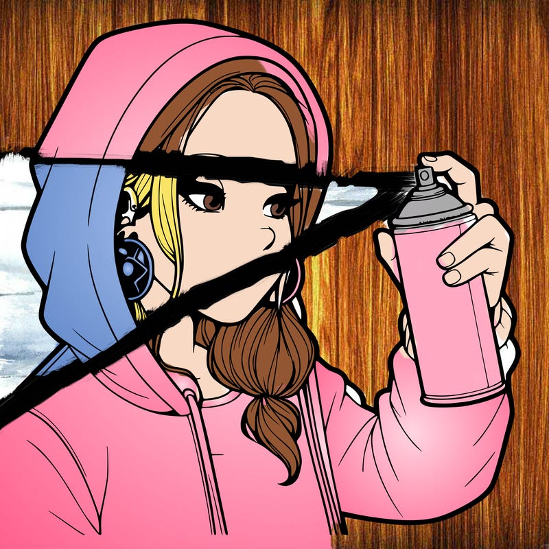 a realistic girl, spray painting