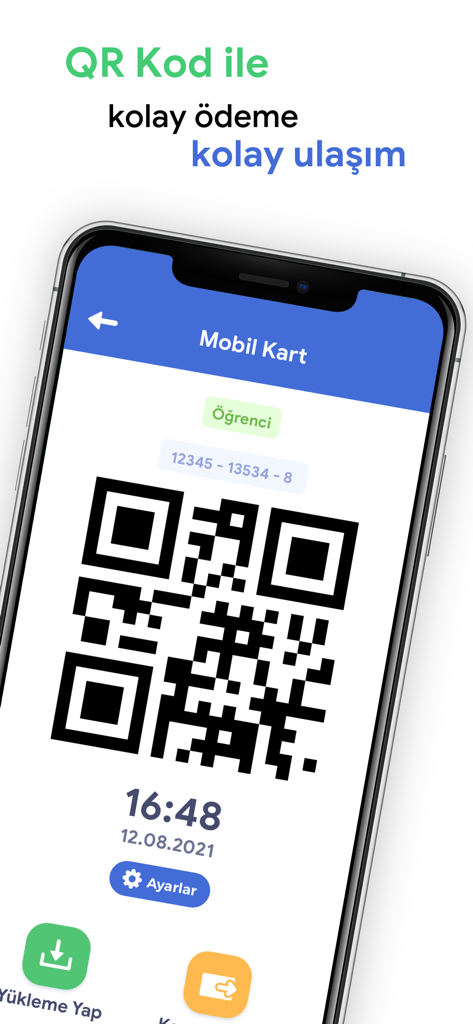 Kentkart - Kentkart 앱 화면, 모바일 대중교통 결제를 위한 디지털 QR 코드 및 쉬운 도시 교통 접근 표시