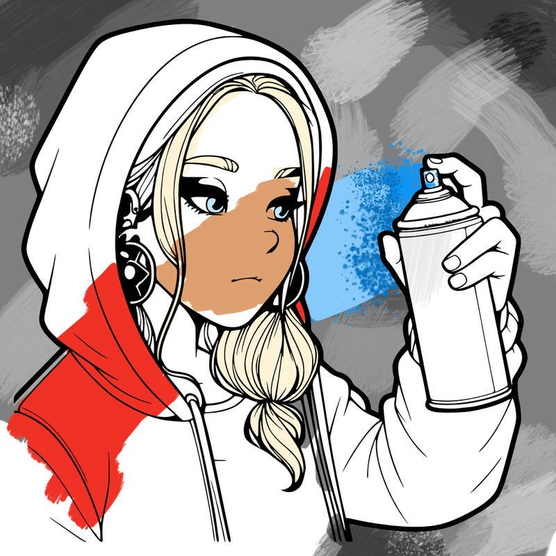 a realistic girl, spray painting