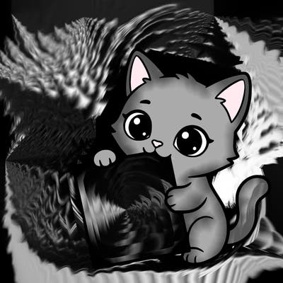 a small cat with a blank sheet of paper in its hand. the cat is sooooooo cute!