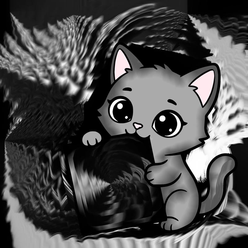 a small cat with a blank sheet of paper in its hand. the cat is sooooooo cute!