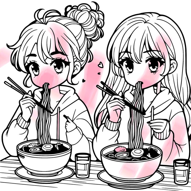 girls eating ramen