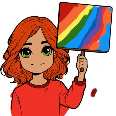 realistic girl holding up a sign