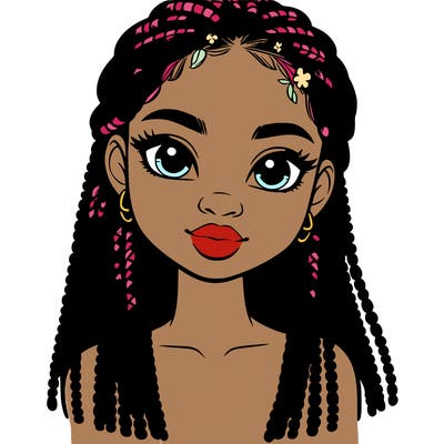a realistic black girl with braids