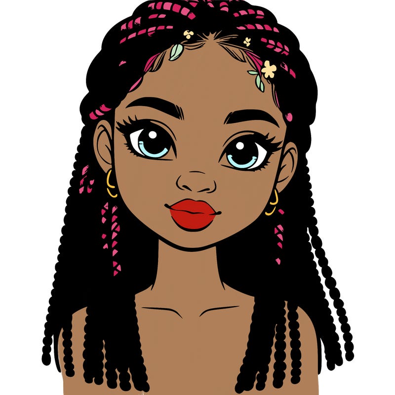 a realistic black girl with braids