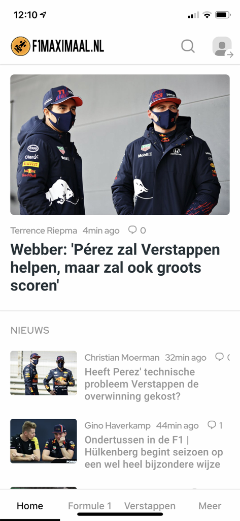 FMGPニュースのモバイルアプリが、マックス・フェルスタッペンとセルジオ・ペレスに関するフォーミュラ1ニュースを表示