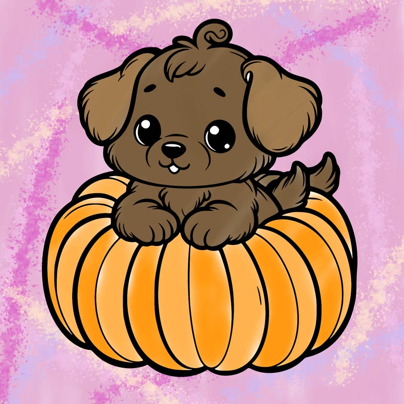 cute little puppy in a pumpkin