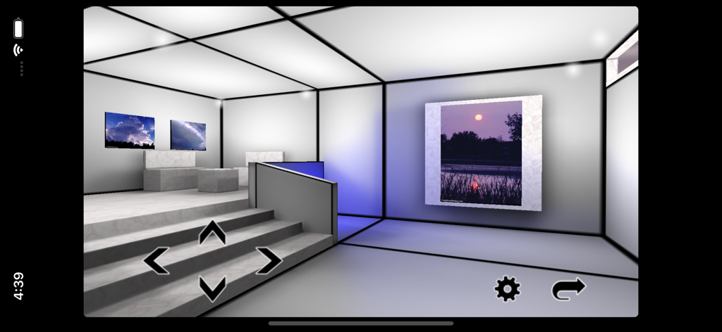 3D Gallery - A 3D virtual room with personal photos on the walls and navigation arrows