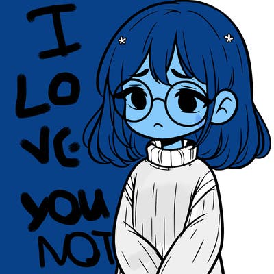 sad girl with glasses in a sweater