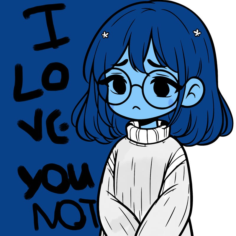 sad girl with glasses in a sweater