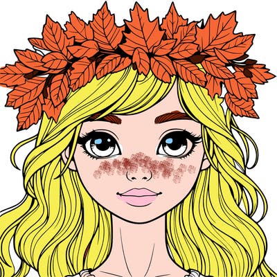 realistic girl with fall leaf crown