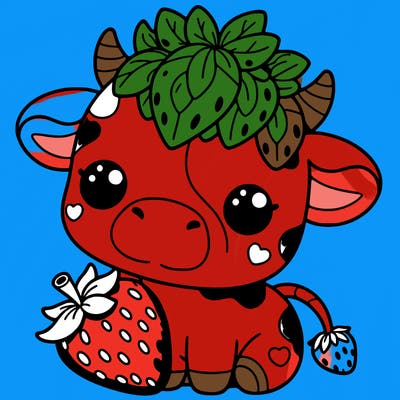 cute strawberry cow