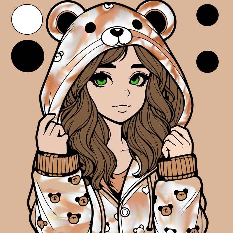 realistic girl in a animal pjs hoodie