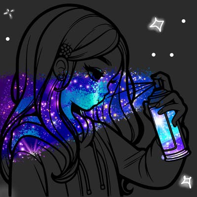 a realistic girl spray painting