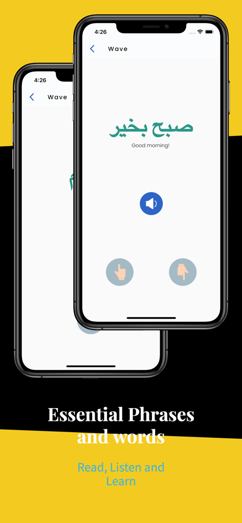 Learn Persian Language Easily - A lesson screen in the Learn Persian app showing the translation of Good morning with an audio button