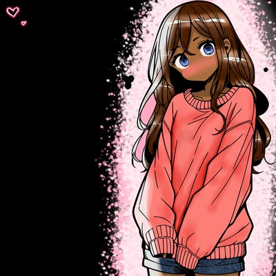 manga teen girl  in a sweater and baggy pants
