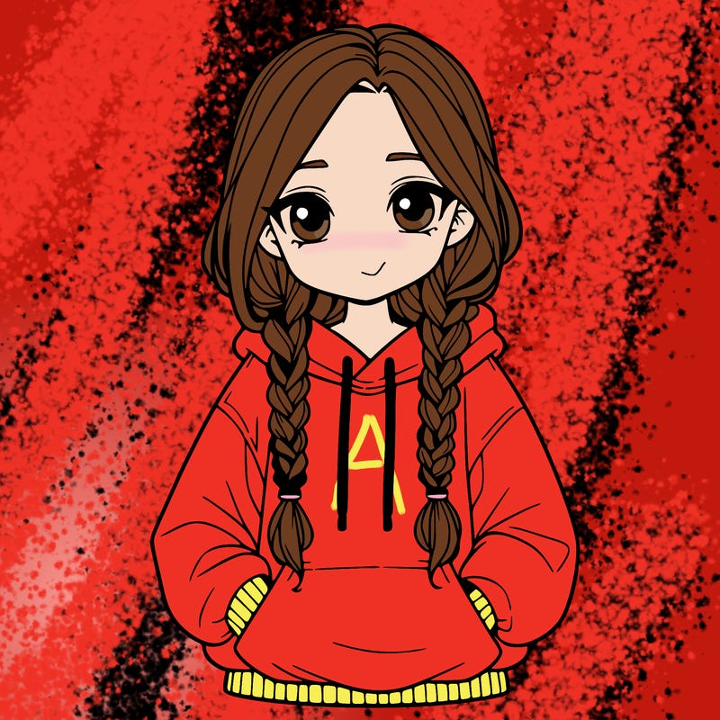 a realistic girl with a oversized hoodie and she has braids