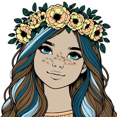 realistic girl with flower crown