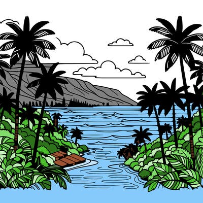 view of the ocean in hawaii lots of palm trees and beautiful view