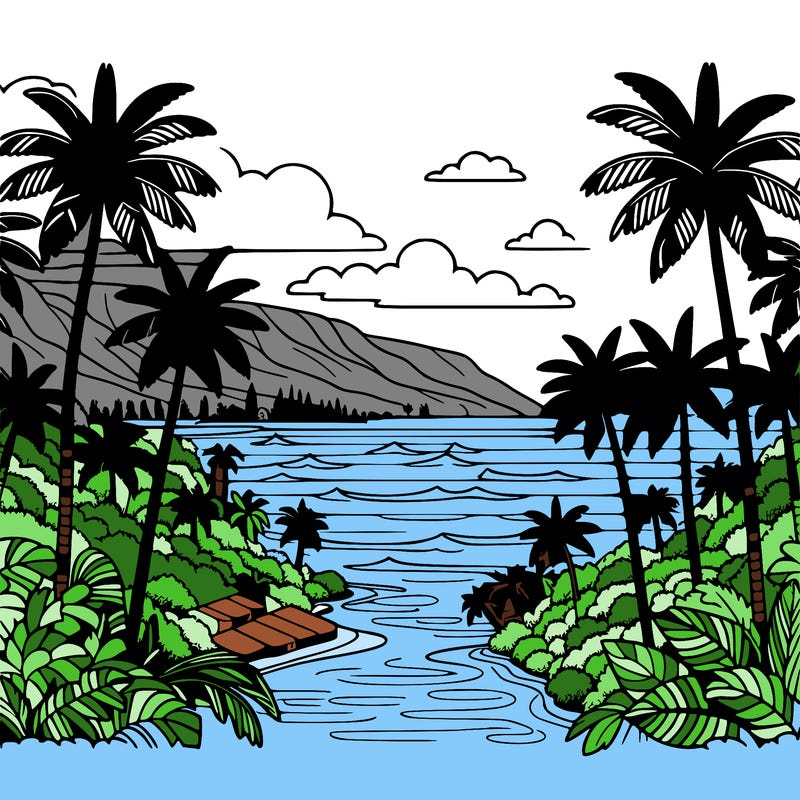 view of the ocean in hawaii lots of palm trees and beautiful view