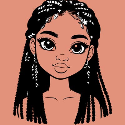 a realistic black girl with braids