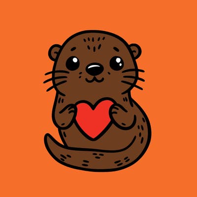 otter with a heart