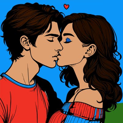 realistic couple kissing