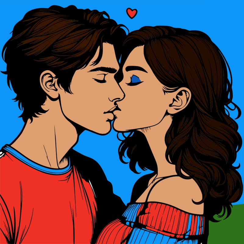 realistic couple kissing