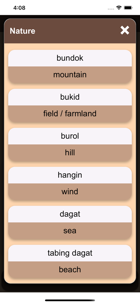 Speak Tagalog (Filipino) - Lista de vocabulario de términos de naturaleza en tagalo e inglés.