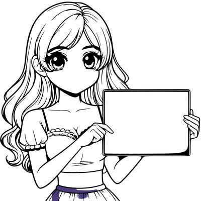 realistic pretty girl holding blank sign