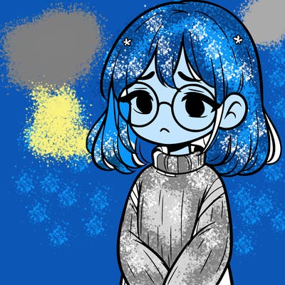 sad girl with glasses in a sweater