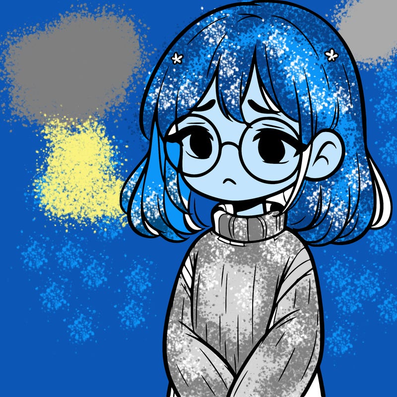 sad girl with glasses in a sweater