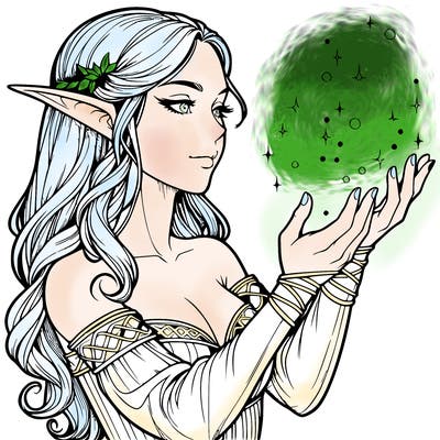 realistic elf girl doing magic