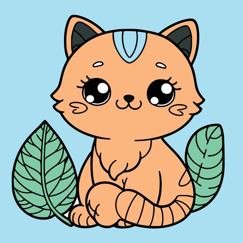 cat with leaf