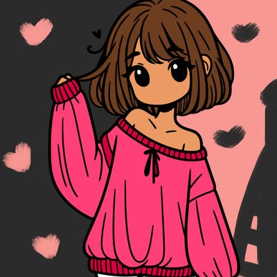 girl in baggy sweater hanging off her shoulder