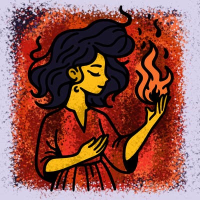 woman with fire