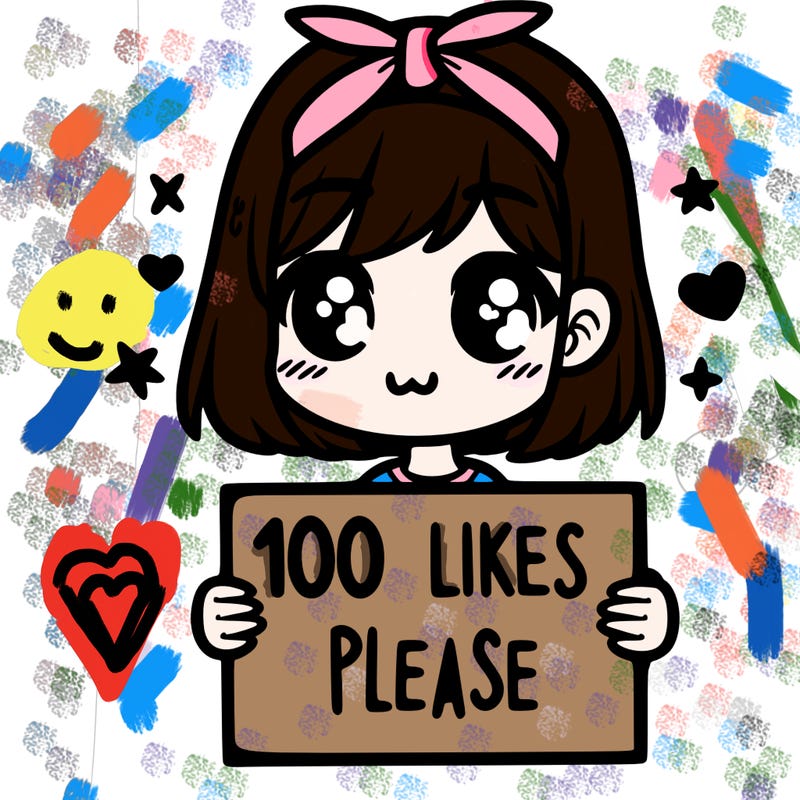 girl holding sign saying 100 likes please