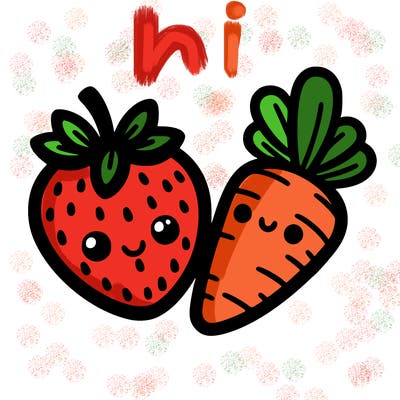 a strawberry and a carrot
