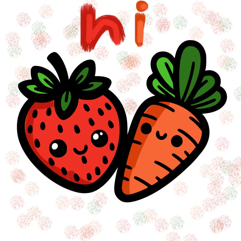 a strawberry and a carrot