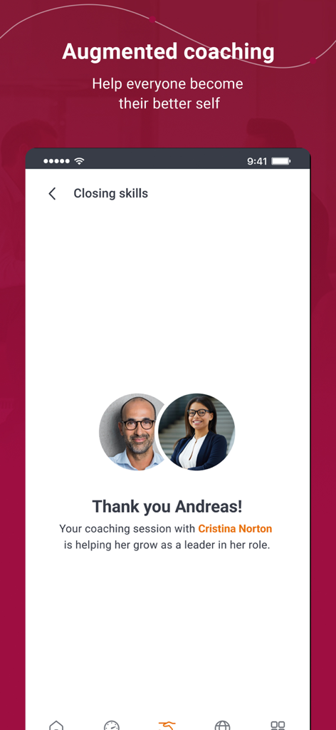 Incenteev - Capture d'écran de l'application Incenteev montrant un message de feedback de coaching entre professionnels de la vente.