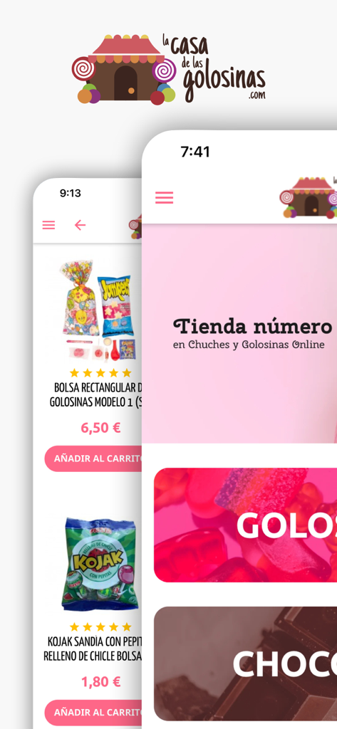 La casa de las golosinas - Interface of the La casa de las golosinas mobile app for buying sweets