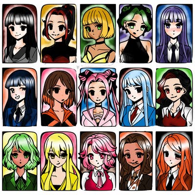 girls that look diffrent anime