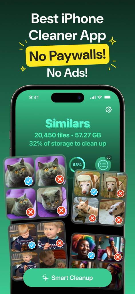 Application Clever Cleaner affichant la détection de photos similaires pour libérer de l'espace sur iPhone sans publicité ni paywall