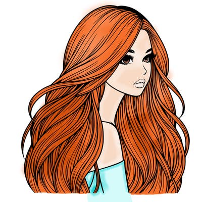 realistic girl with long realistic hair