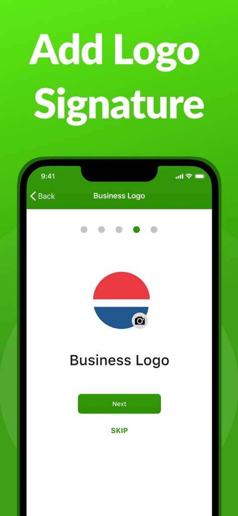 Ace Receipt Maker app screen for adding a custom business logo
