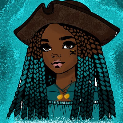realistic girl with box braids and i realistic pirate hat