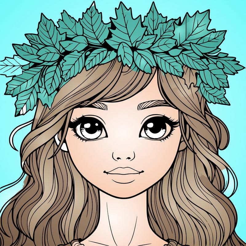 realistic girl with fall leaf crown