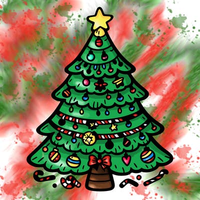 christmas tree with lots of details