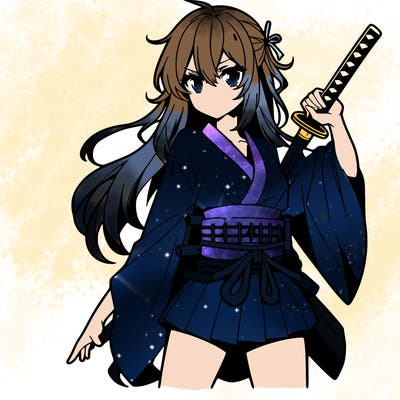 anime girl with sword and cool pose