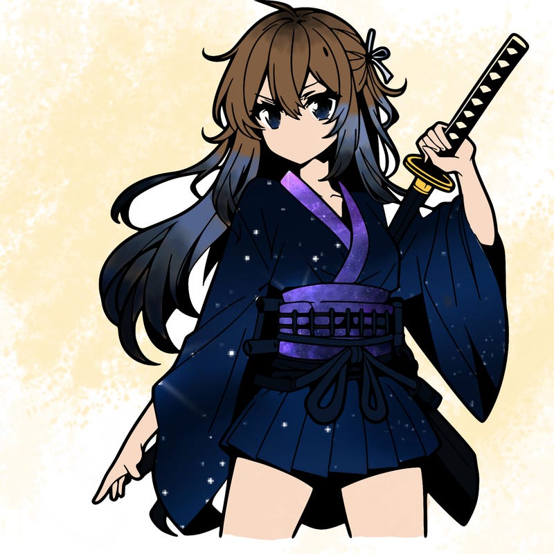 anime girl with sword and cool pose